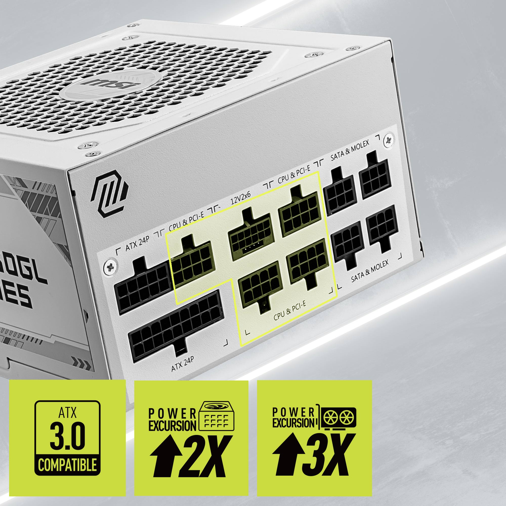 MSI - MAG A850GL PCIE 5.0 WHITE, 80 GOLD Fully Modular Gaming PSU, 12VHPWR  Cable, ATX 3.0 Compatible, 850W Power Supply